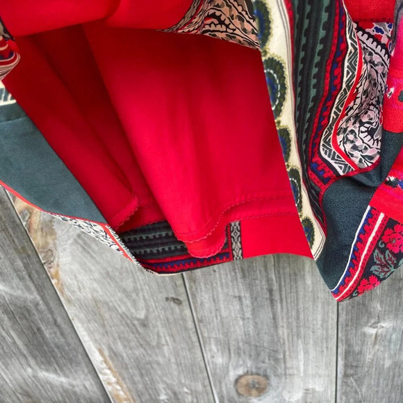 Vanessa Virginia Vintage-Inspired Red Floral Patchwork Dress Boho Summer Mini XS - Picture 11 of 15